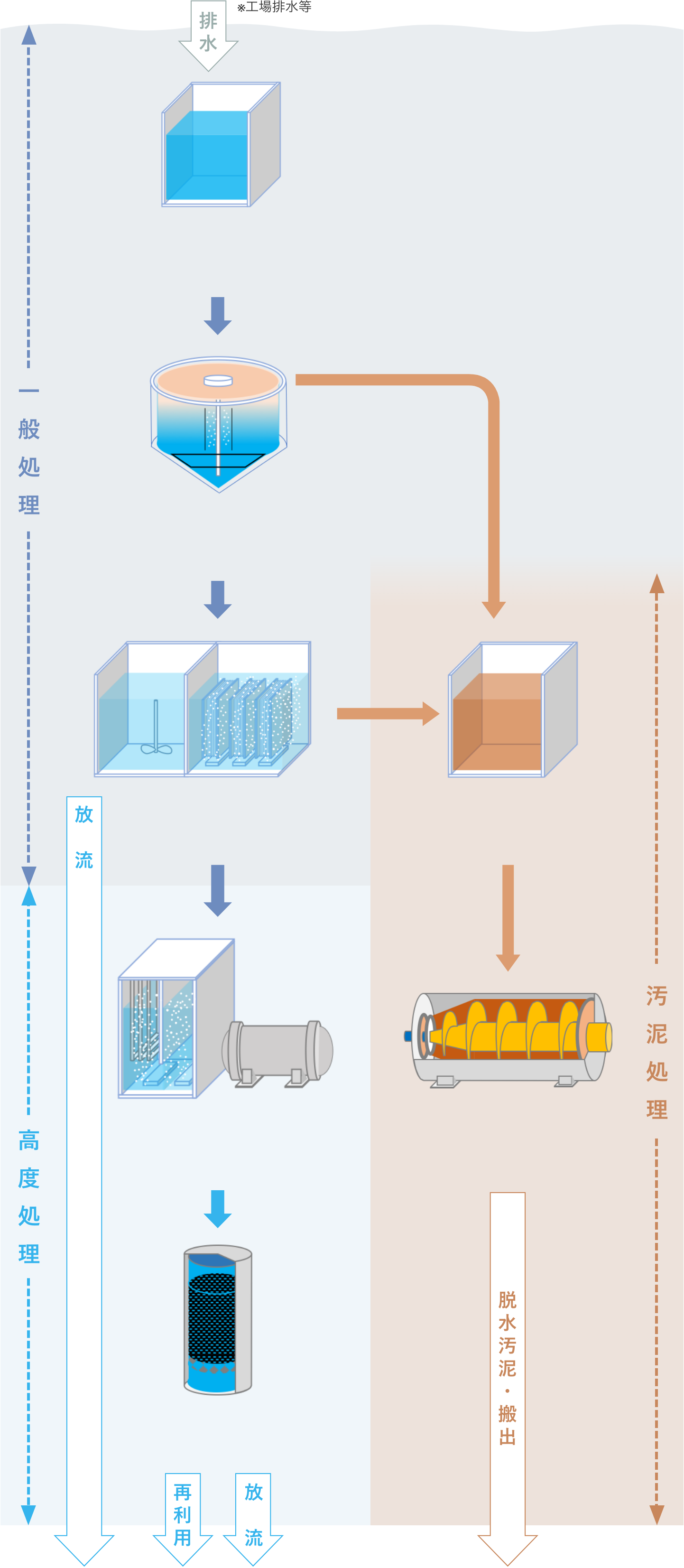 排水処理のプロセスフロー例